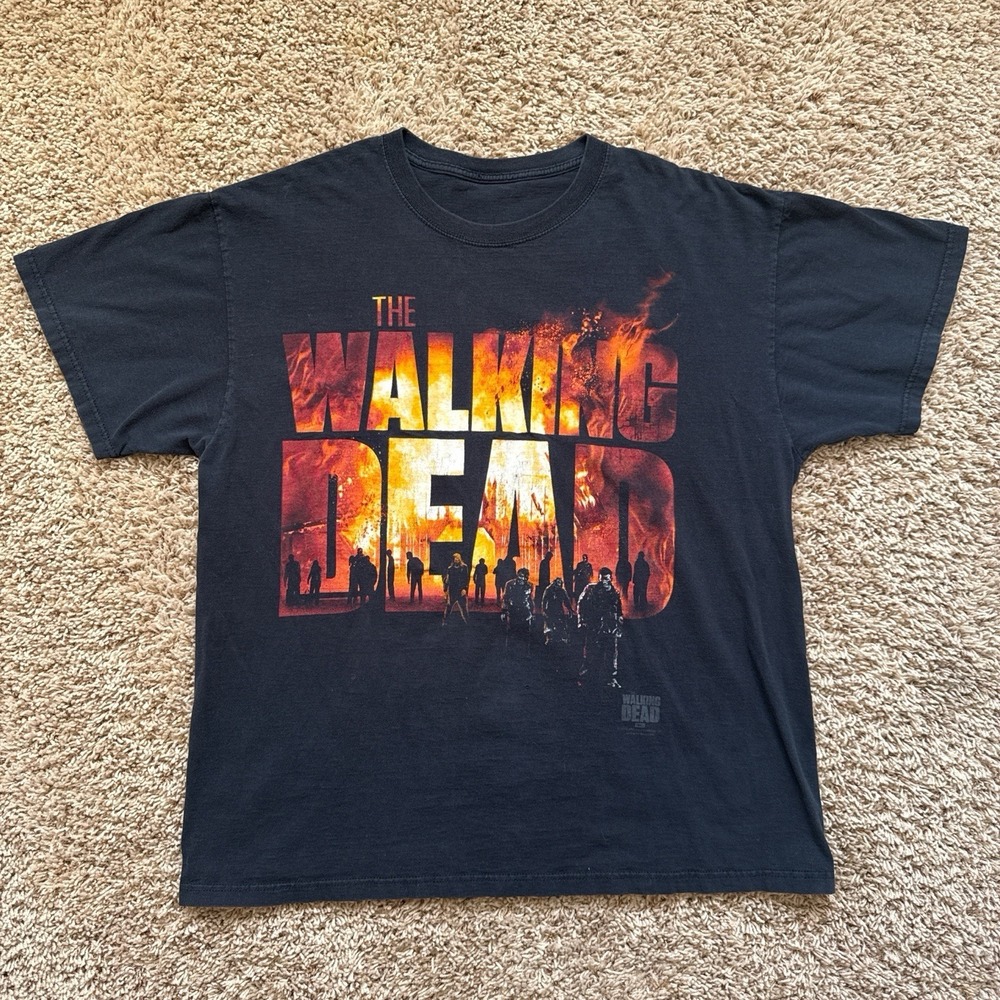 The Walking Dead black faded vintage style tee, AMC Zombie Graphic size large